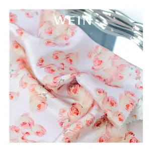 WI-Z0616 Custom Digital Printing Fabrics Silk Satin 100% Silk Fabric Satin Floral Fabric For Clothes