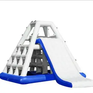 2021浮动充气水上登山塔玩具带滑梯/充气浮爬塔和滑梯