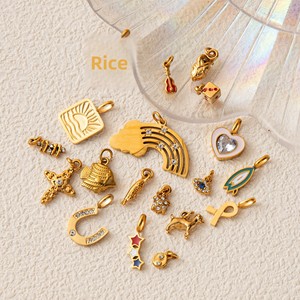 Collier Pendentif Exquis en Acier Inoxydable HB813 pour Femme, Bijou Tendance Personnalisé Soleil Arc-en-ciel, Chaîne Bambou, Accessoires DIY - Product Image 1