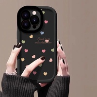 Coque en TPU peinte coeur arc-en-ciel pour iPhone 14 Pro 15 Pro Max pour iPhone 13 étuis de téléphone portable compatibles avec sensation de bouffée