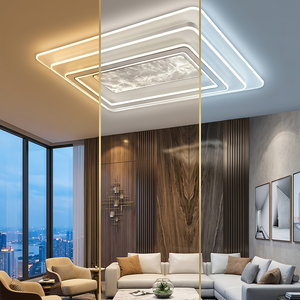 Plafonnier LED haut de gamme avec design géométrique à étages, 1100 mm, grand <span class=keywords><strong>luminaire</strong></span> pour hall d'hôtel, bureau, éclairage de projet - Product Image 3