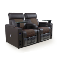 Canapé inclinable manuel en cuir PU 2 places avec table-bac pour cinéma et salon