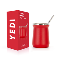 Gourde Yerba Mate isolée sous vide à double paroi de 8oz en acier inoxydable Tasse Yerba Mate avec tasse Bombilla Mate