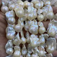 Perles d'eau douce baroques de grande taille, forme nucléée, blanches cristallines, naturelles, en vrac, pour la fabrication de bijoux