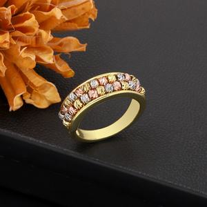 Jxx Juego de 2 piezas de anillos y brazaletes abiertos con dijes, chapados en oro de 24k, anillos de cuentas bicolor para mujer, joyería - Product Image 5