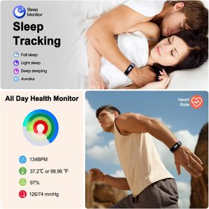 ENGERWALL IP68 Health Fitness Tracker Compteur de calories Compteur de calories Chronomètre Moniteur de fréquence cardiaque Accessoire de téléphone portable - Product Image 6