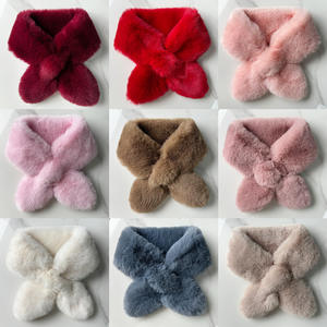 Écharpe en fausse fourrure de lapin Rex carrée, épaisse, tendance, pour l'hiver, chaude, en peluche croisée - Product Image 4