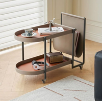 Table d'appoint moderne convertible en cuir pour canapé, étagère de rangement mobile, service à thé pour meubles de maison