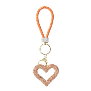 Portachiavi di Lusso con Cordino in Pelle e Diamanti, Borsa per Auto Personalizzata con Strass, Cuore in Metallo Glitterato - Product Image 6