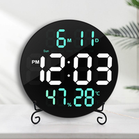 Nouvelle promotion Horloge murale numérique à affichage numérique à double LED bleue de 10,5 pouces avec télécommande, calendrier de l'heure des bus, date, salon