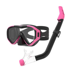 बच्चों सिलिकॉन स्नॉर्कलिंग सेट सिंगल लेंस टेम्पर्ड ग्लास डाइविंग मास्क अर्ध-शुष्क स्नॉर्कल सांस लेने वाली ट्यूब किट - Product Image 2