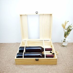 Caja de Madera para Vino, Empaque para Tres Botellas, Forma Rectangular, para Almacenamiento de Bebidas - Product Image 3