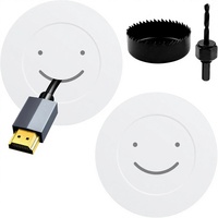 Kit de dissimulation de câbles TV mural avec gestion des câbles, 2 traversées, supports verrouillables, accessoire de perçage pour scie cloche, blanc