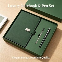 Carnet de notes A5 de luxe en cuir PU avec logo d'entreprise personnalisé 2027, couverture rigide, 100 feuilles, ensemble cadeau promotionnel pour entreprise