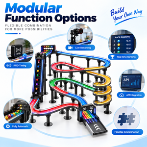 OEM ODM Piste de course de billes intelligente multi-pistes, personnalisable en couleur, taille et logo, avec fonction de démarrage par tour de balles et de jeu de simulation de piste - Product Image 3