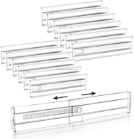 Grands séparateurs de tiroirs de cuisine en plastique transparents, extensibles et ajustables, avec étagère organisatrice multifonction moulée par injection