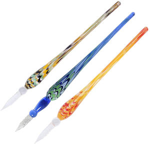 Stylo à plume en verre arc-en-ciel fait à la main, stylo de calligraphie pour signature, pour l'écriture, pour les étudiants et les finances, ensemble emballé - Product Image 1