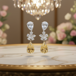 Pendientes de Diamantes Lorenz, Oro Sólido de 18K, Corte Pera, Diamantes Naturales Amarillos de Lujo, Certificados por GIA, Joyería de Lujo para Mujer - Product Image 2