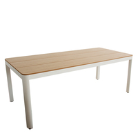 Ensemble de salle à manger de luxe à cadre en aluminium, table rectangulaire en bois plastique et 4 chaises pour jardin extérieur