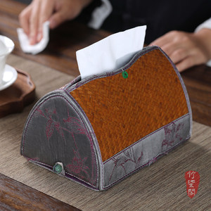 Xiangyun Yarn Bamboo Woven Tissue Box Handmade Chinese Style Desktop Storage - Product Image 4