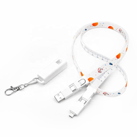 Cordon en polyester 60W 6-en-1, câble de charge universel multi-ports, sangle anti-perte pour téléphone, cadeau promotionnel