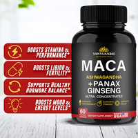 Pilules de supplément à base de plantes OEM de marque privée pour hommes et femmes, plus capsules de racine de maca rouge et noire avec ashwagandha ginseng aguaje