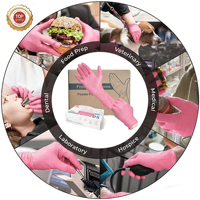Guantes de Nitrilo Rosa Desechables de 4 Mil para Salones de Belleza, Aplicaciones Industriales y Alimentarias