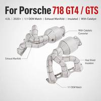 Colector de escape de alto flujo SS304 personalizado de 200 celdas para Porsche 718 GT4 GTS 4.0L 2020+ con tubo de descarga de alto rendimiento para mejora de potencia