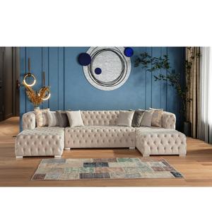 أريكة مقطعية حديثة على شكل حرف U ، أريكة مخملية زاوية وحدات ، أريكة تشيسترفيلد لغرفة المعيشة - Product Image 1