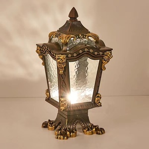 Outdoor Aluminum Pillar <b>Light</b> Black Gold LED 3500K <b>Warm</b> <b>White</b> IP65 E27 Base Glass Shade Flush Mount 1-Year Warranty <b>Solar</b> - Product Image 3