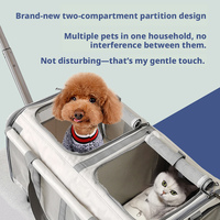 Sac à dos pour animaux de compagnie Oxford à double compartiment, pliable, avec roulettes, sac de voyage à roulettes silencieuses 360°, pour deux chats, petits chiens, transport en extérieur