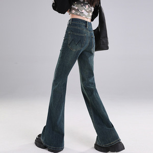 Jean micro-évasé <span class=keywords><strong>vintage</strong></span> pour femme, style années 90, taille haute, amincissant, en denim, coupe droite - Product Image 3