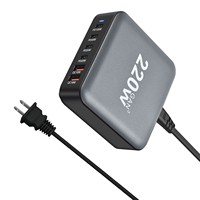 Chargeur Gan 200w 4 ports PD Usb C 2 Usb-a Qc3.0 Station de charge 100W pour Ipad Smartphone Chargement rapide des ordinateurs portables avec support