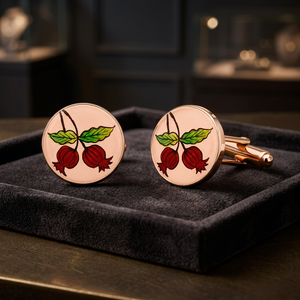 Mancuernillas de Latón Esmaltado Hechas a Mano, Diseño Floral de Loto Rosa y Azul, Acabado en Tono Dorado, Regalo Formal para Hombre, Boda, Cumpleaños, Estilo Rajasthan - Product Image 5