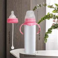 Biberon vierge pour sublimation en acier inoxydable 304 sans BPA, 240 ml (8 oz), avec tétine en silicone et poignée, pour la personnalisation