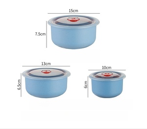Boîte de conservation en paille de blé avec couvercle, pour aliments secs et légumes, boîte de rangement hermétique portable, ensemble de bols de protection en plastique pour aliments frais - Product Image 6