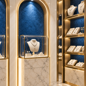 Custom Jewelry <b>Display</b> <b>Case</b> LED Jewelry <b>Display</b> Cabinet Glass Showcase for Luxury Store Interior Design - Product Image 3