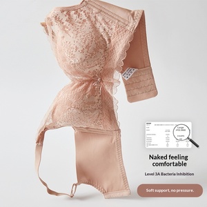 Sujetador Push-Up <span class=keywords><strong>Reductor</strong></span> <span class=keywords><strong>de</strong></span> <span class=keywords><strong>Senos</strong></span> sin Varillas, Antibacteriano, con Encaje <span class=keywords><strong>de</strong></span> Algodón y Seda <span class=keywords><strong>de</strong></span> Morera, Diseño Floral, Ligero y Sexy con Cuello en V para Mujer - Product Image 3