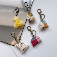 Porte-clés en tissu fait main, motif petite maison mignonne, pendentif en tissu, ornement à suspendre pour voiture et sac, avec cordon tressé et anneau porte-clés, cadeau en gros