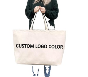 <b>Plain</b> Women's Tote Bag Personalized Custom Printed Logo Organic Shopping Grey <b>Large</b> Cotton <b>Canvas</b> Tote Bag - Product Image 1