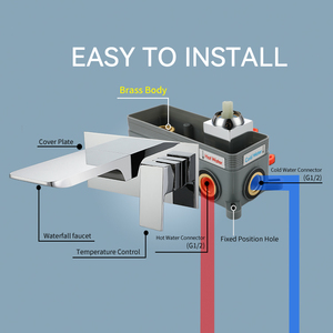 Rts Chất lượng cao tùy chỉnh Brass treo tường phòng tắm lưu vực Mixer tap Chrome Thác giấu phòng tắm lưu vực Mixer vòi - Product Image 6