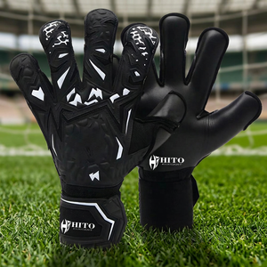 Guantes de portero profesionales de alta calidad con protección completa para los dedos, látex de contacto en la palma y silicona impresa en el dorso de 4 mm. - Product Image 2