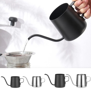 Long Narrow Spout Stainless Steel <strong>Camping</strong> Coffee Pot &amp; Gooseneck Tea <strong>Kettle</strong> 12/8.5 Oz Pour Over Drip Black - Product Image 2