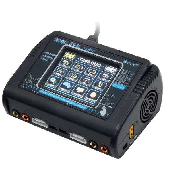HTRC T240 Touch Screen Dual Balance Lipo Battery Charger 10A 1-6S RC Li-ion Life NiCd NiMH LiHV PB 240W Dual AC150W Electric