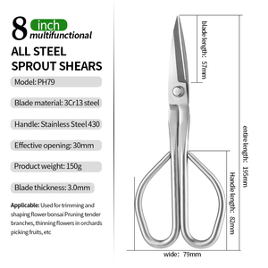 Dụng cụ làm vườn đa năng bằng thép không gỉ, kéo tỉa cành cây, kéo cắt tỉa <span class=keywords><strong>bonsai</strong></span> - Product Image 3