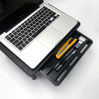 Support d'écran ergonomique réglable en 3 hauteurs avec tiroir coulissant en métal maillé pour ordinateur de bureau et organisateur de bureau