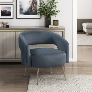 Modern Taupe Soft Corduroy Leisure Accent Chair Plush Foam Comfort Upholstery <b>Gold</b> Finish Legs Luxurious Bedroom Living Room - Product Image 1