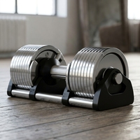 Haltères réglables en acier au carbone Smart Lock, en argent, antidérapants, pour la maison, avec incréments de 2 kg, jusqu'à 40 kg