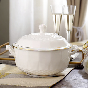 Juego de Vajilla para Fiestas y Bodas, Decoración con Borde Dorado para Hoteles y Restaurantes, Vajilla de Cerámica y Porcelana, Juegos de Vajilla de Gres - Product Image 6