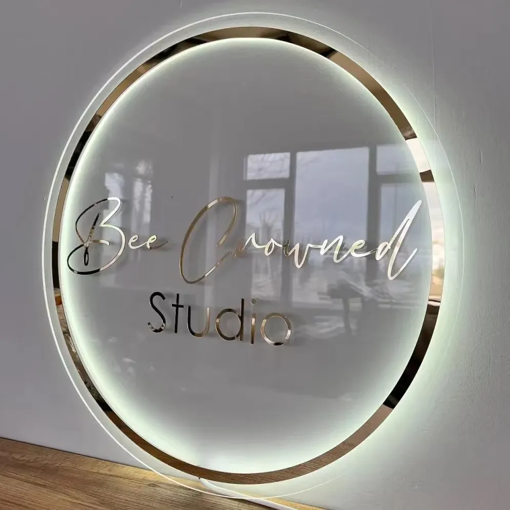 3D Acrílico Sinais Logotipo Personalizado Do Negócio Salão De Beleza Nail Hair Studio Wall Decor Company Name Sign LED Neon Lights